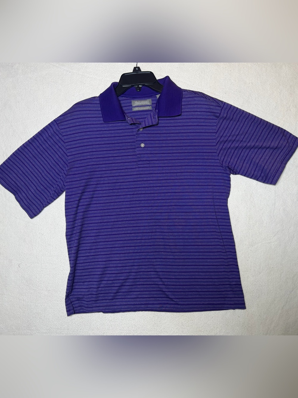 Daniel Cremieux Signature Collection Polo Shirt Mens M Purple Striped Mercerized